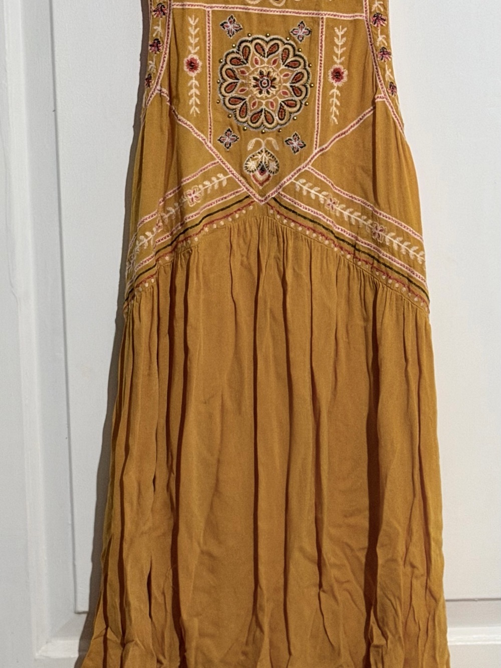 Taylor & Sage Mustard Embroidered Sleeveless Dress - Picture 2 of 6